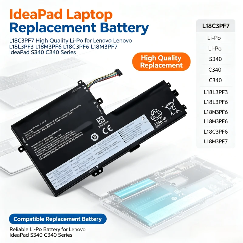 L18C3PF7 Replacement Battery For Lenovo L18L3PF3 L18M3PF6 L18C3PF6 L18M3PF7 IdeaPad S340 C340 Series High Quality Li-Po Battery