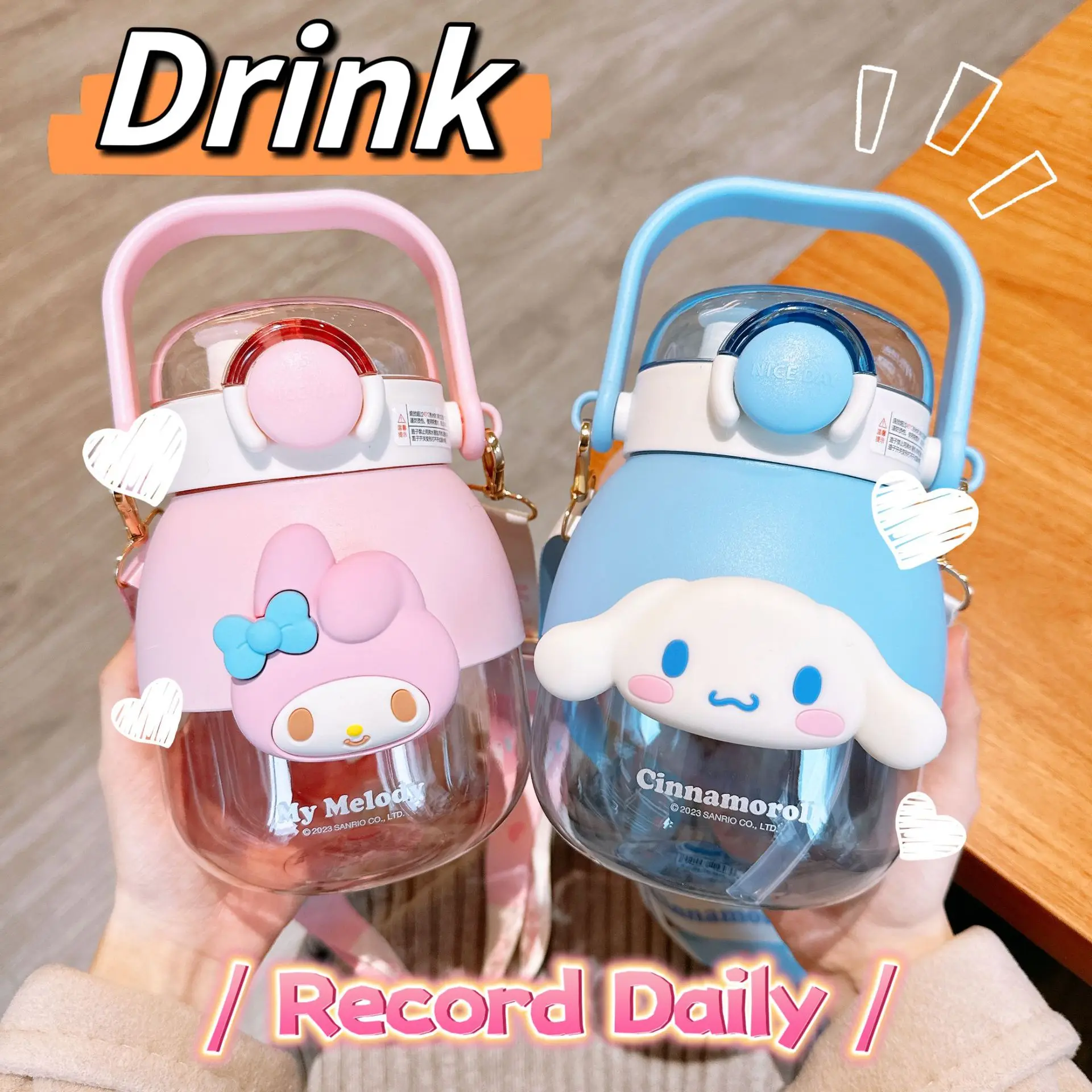 Sanrio Hello Kitty Kuromi My Melody Cinnamoroll Cup Portable Student Capacity Drink Tritan Plastic Straw Cup Kids Water Bottle