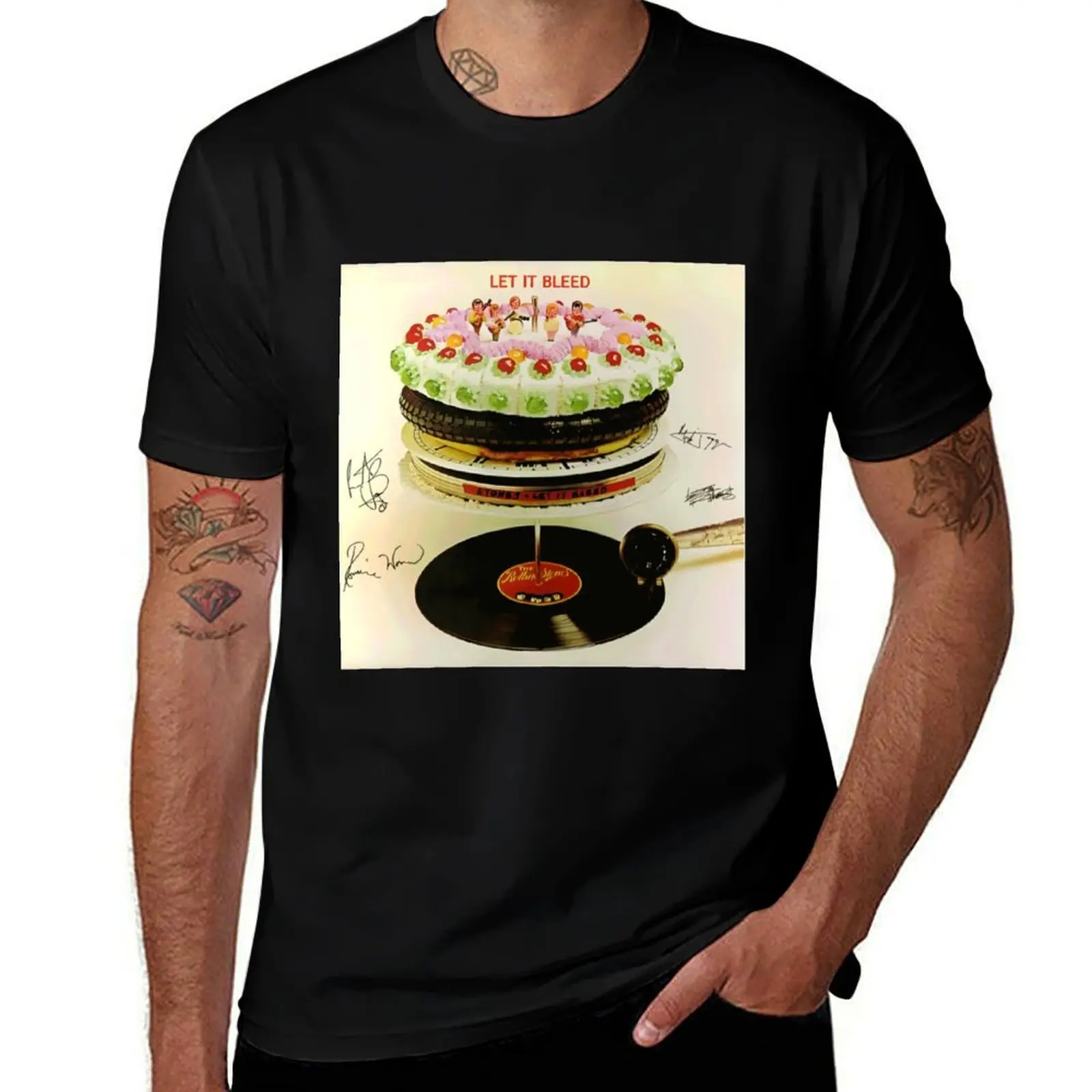 Let It Bleed Album Birthday Cake T-Shirt Big Size Daily Wear T-Shirt