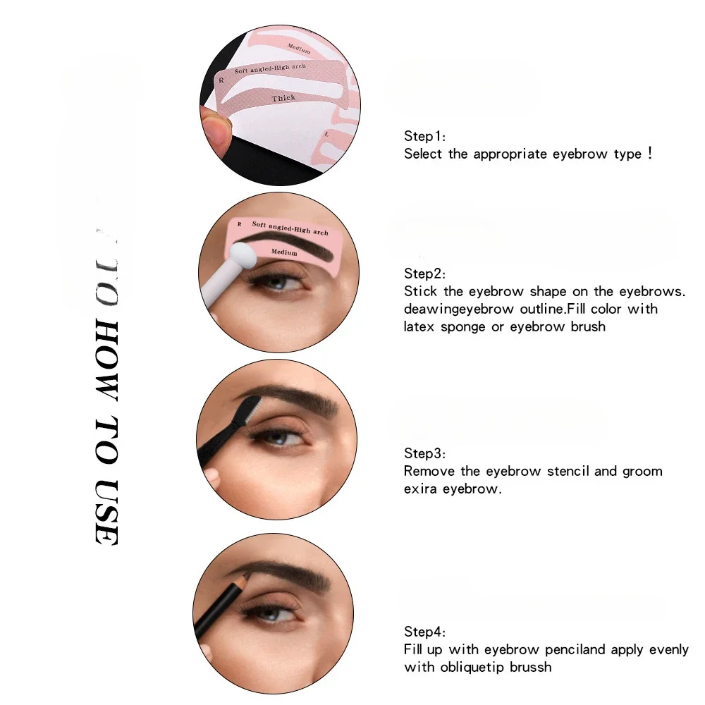 4/10PCS Eyebrow Stencils Eyebrow Template Eye Brow Shaping Sticker Brow Shaper Drawing Guide Grooming Card Easy Makeup Tools