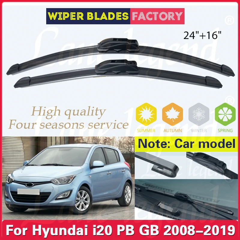 Front Wipers For Hyundai i20 PB GB 2008-2019 Wiper Blade Rubber 24