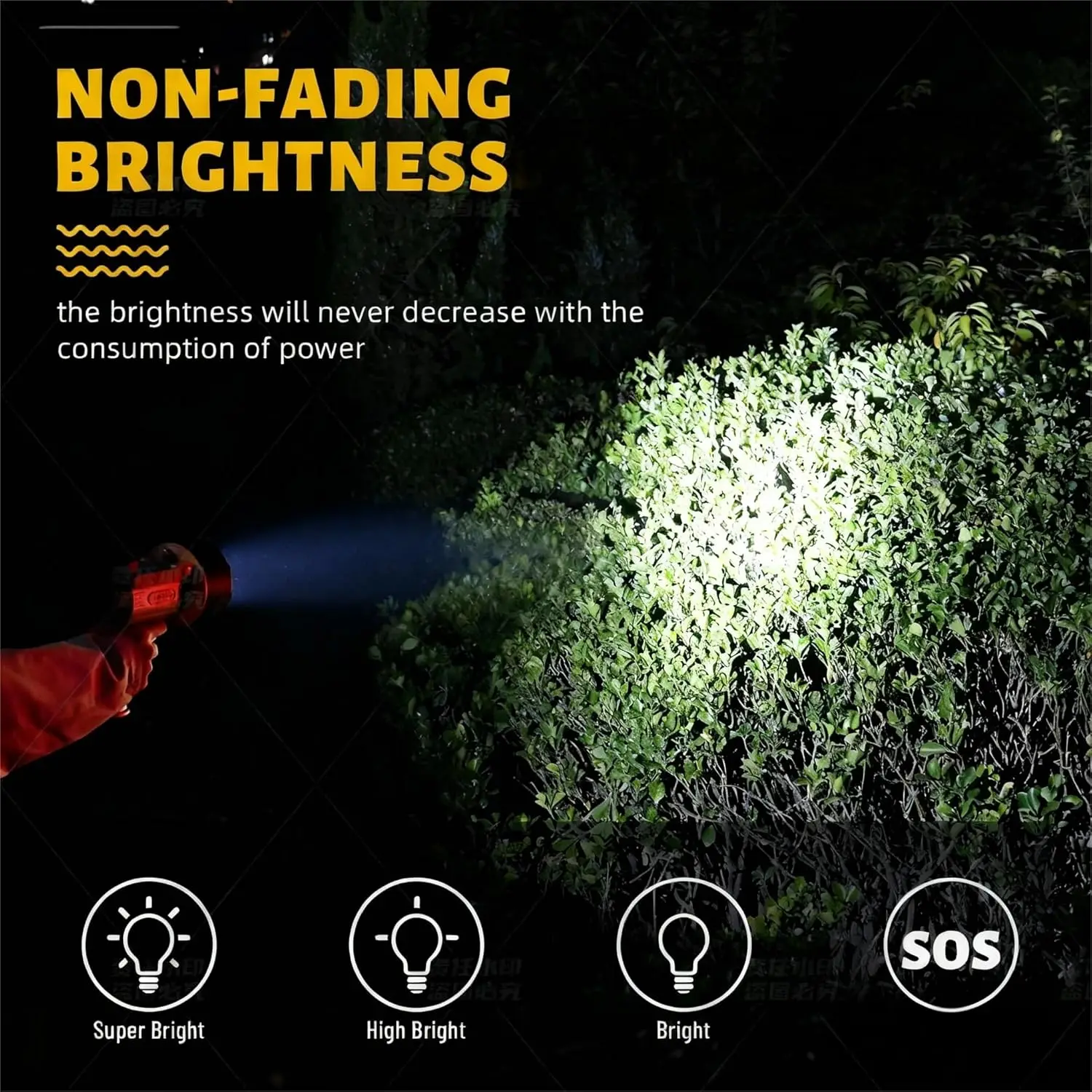 Faretto ricaricabile, torcia portatile 200K lumen LED, IP67 impermeabile per la caccia in campeggio in barca