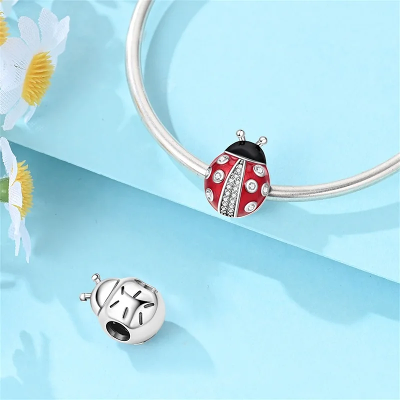925 Sterling Silver Four Leaf Clover Flowers Butterflies Ladybug Charms Beads For Women Fit Original Bracelet DIY Jewelry Gifts