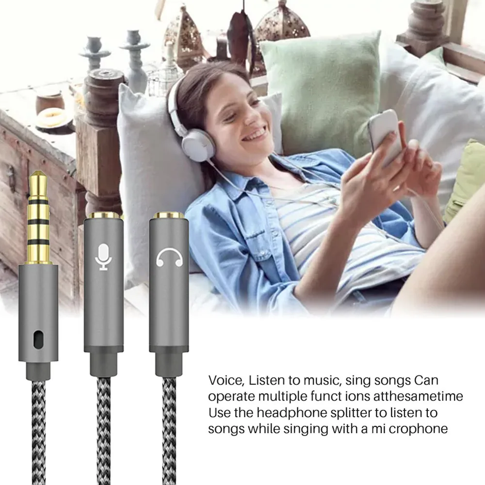 Connected Cord Headphone 3.5 mm Adapter Stereo Micphone Audio Cable Cable Cord Adapter Digital Cables Y Splitter