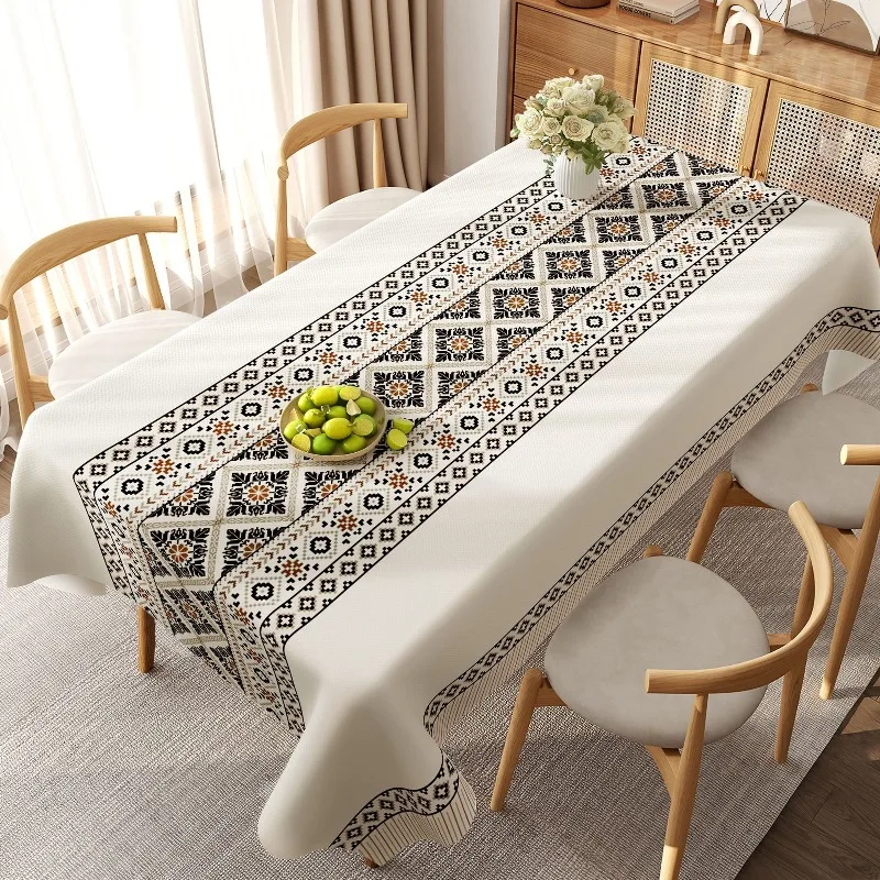 Bohemian Style Geometric Printed Desk Mat PVC Household Dining Tables Cushion Anti Scald Wear Resistant Multi Purpose Tablecloth