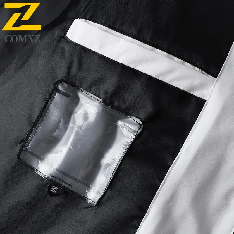 COMXZ 2025 الرجال بلون سترة منتفخة أسفل النسخة الكورية سميكة قصيرة معطف منتفخ طالب زوجين الوقوف طوق معطف