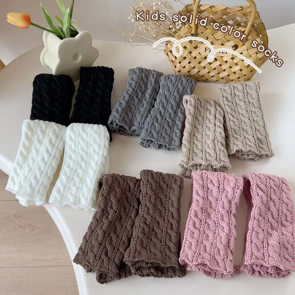 Japanese Style Children's Twist Leg Warmers Harajuku Balletcore Leg Socks Long Stockings Woolen Knitted Leg Cover Children's