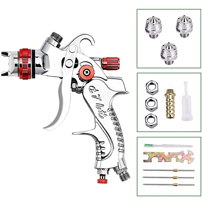 Imagem -02 - Pistola de Pulverizador do ar da Alimentação da Gravidade de Sicopro Hvlp Bocais 1.3 mm Jogos Profissionais das Ferramentas da Pintura com Copo 600cc para o Primer do Carro