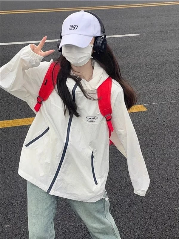 Women's Summer 2025 New Loose Breathable Lightweight Hooded UV Protection Shirt Fashionable Outerwear Top Korean Style Commut...