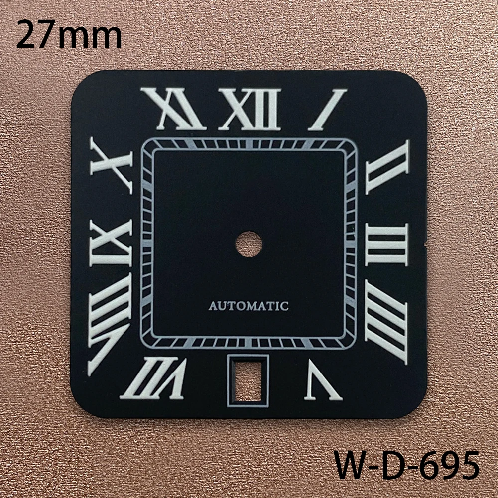 27mm s logotipo quadrado roma dial adequado para movimento nh35/nh36 sunray/fosco acessórios de modificação de relógio de alta qualidade 6 horas