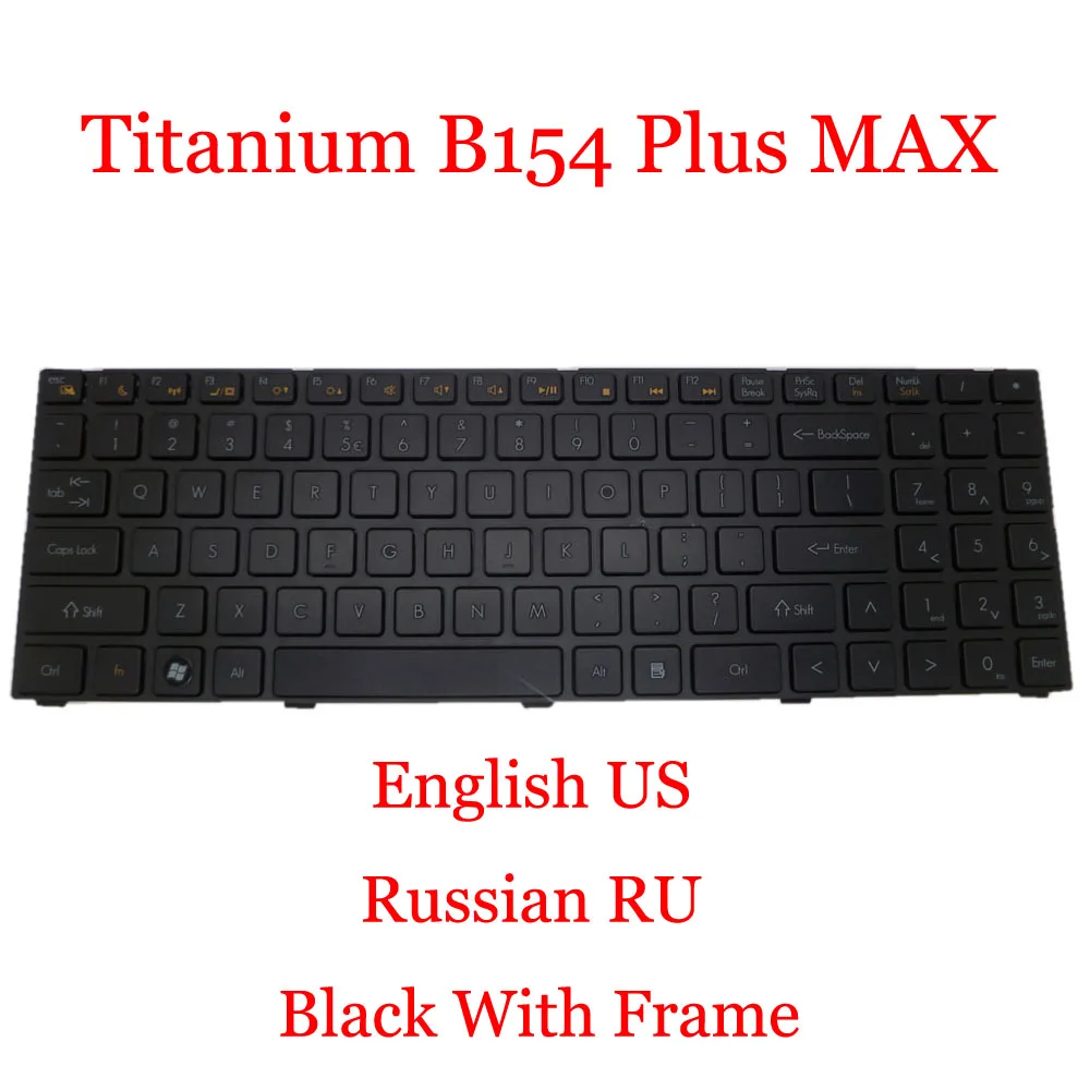 

Клавиатура для ноутбука US RU для Avell Titanium B154 Plus MAX, английская, русская, черная, с рамкой, Новинка