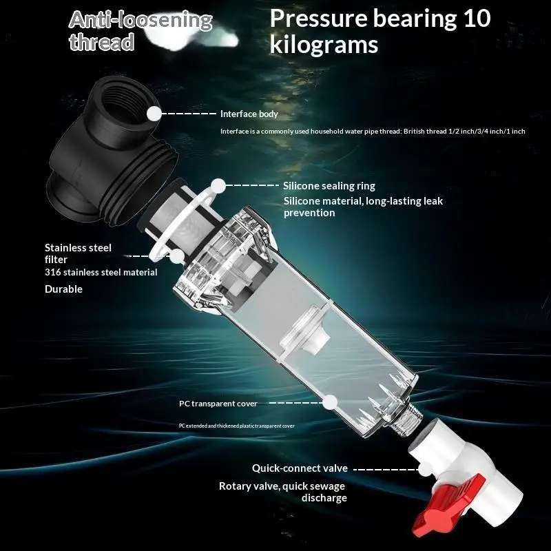 Female Thread Aquarium Feces Separator Precision Filtration Efficient Separation Fish Waste Collector Self-Cleaning