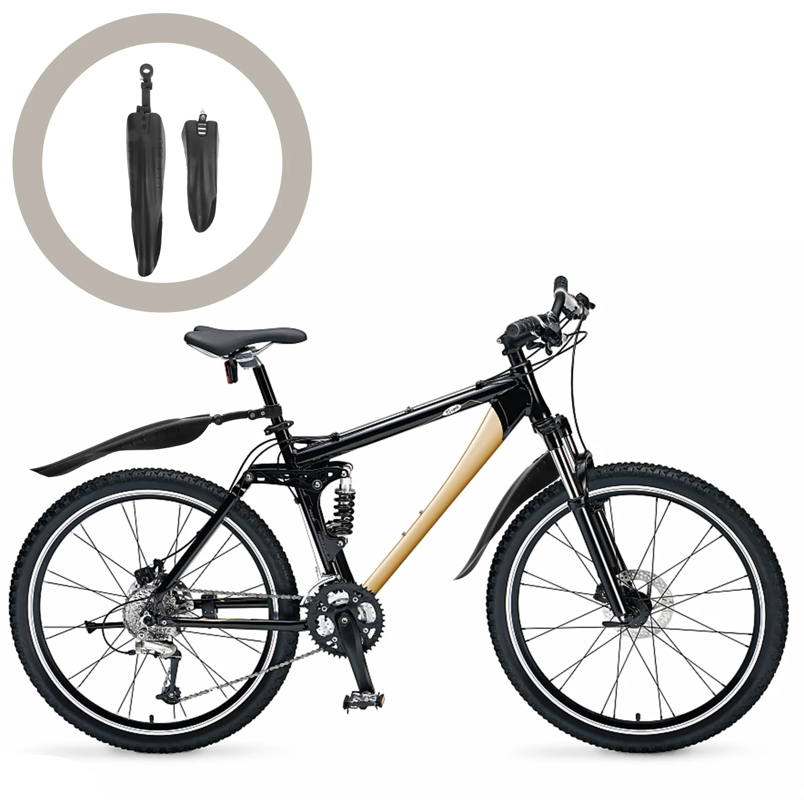 

Bike Mountain Bike Rear Guard Black Seat Post Rear Frame Mudguard Adjustable High Strength Mudflap Prevent Mud Rain Easy Install