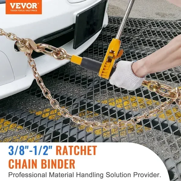 Ratchet Chain Binder 2PCS, 3/8'-1/2' Heavy Duty Load Binders, with G80 Chains 12000 lbs Secure Load