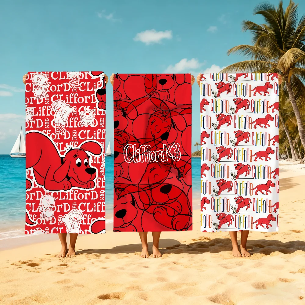 C-clifford B-big cute R-red Dog Towel Large Quick-Drying Microfiber soft Beach Towel for Travel Fitness Sauna Bathing Camping