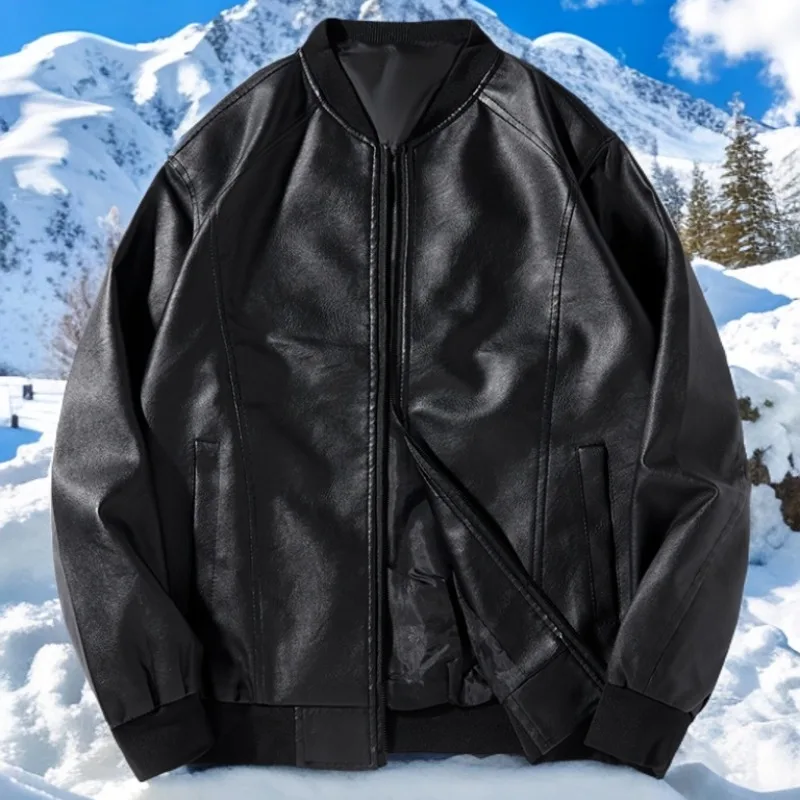 

Мужская черная кожаная куртка-косуха из ПУ кожи в корейском стиле, модная повседневная приталенная бейсбольная куртка