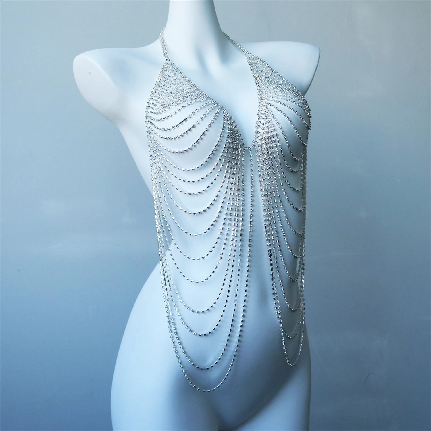 Women's Multi-Layer Chest Chain Body Jewelry (Bra-Style), Sexy Nightclub Body Chain, Stylish & Minimalist Party Upper Body Chain view 3