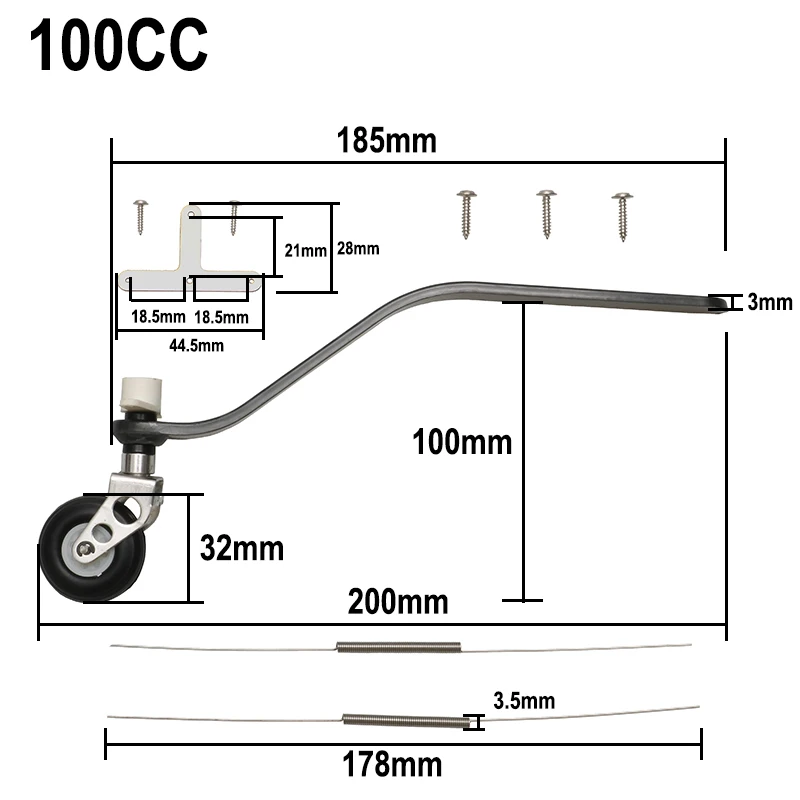 1Set Carbon Fiber Tail Wheel Bracket Landing Gear with Steering T-arm for 26CC/50CC/100CC Gasoline Engine RC Fixed Wing Aircraft