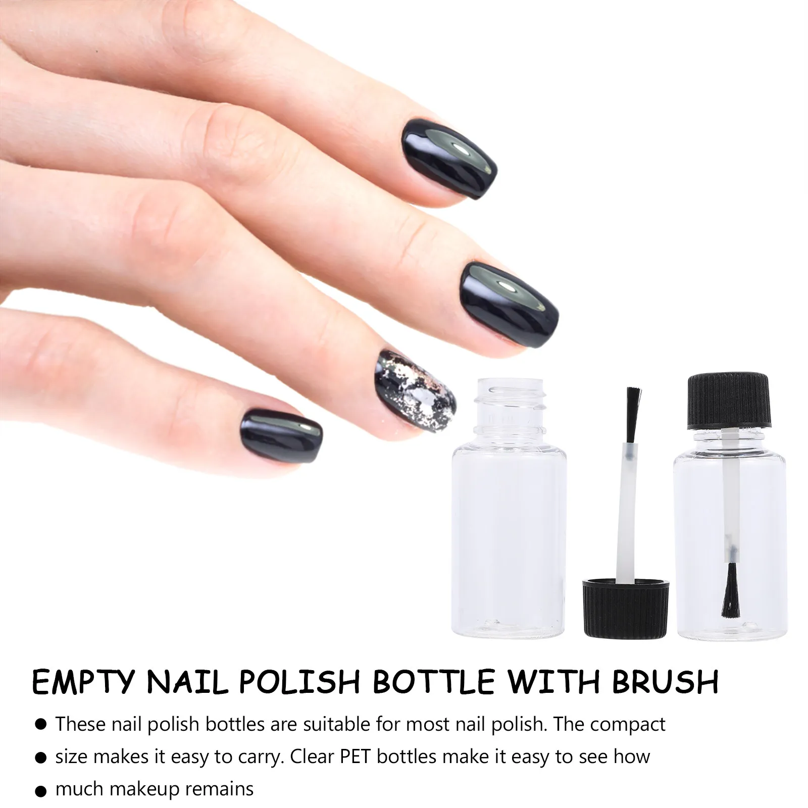 

20 шт. по 20 мл, пустые прозрачные многоразовые флаконы для лака для ногтей, контейнеры для самостоятельного использования, прозрачные емкости для нейл-арта, для дозатора лака