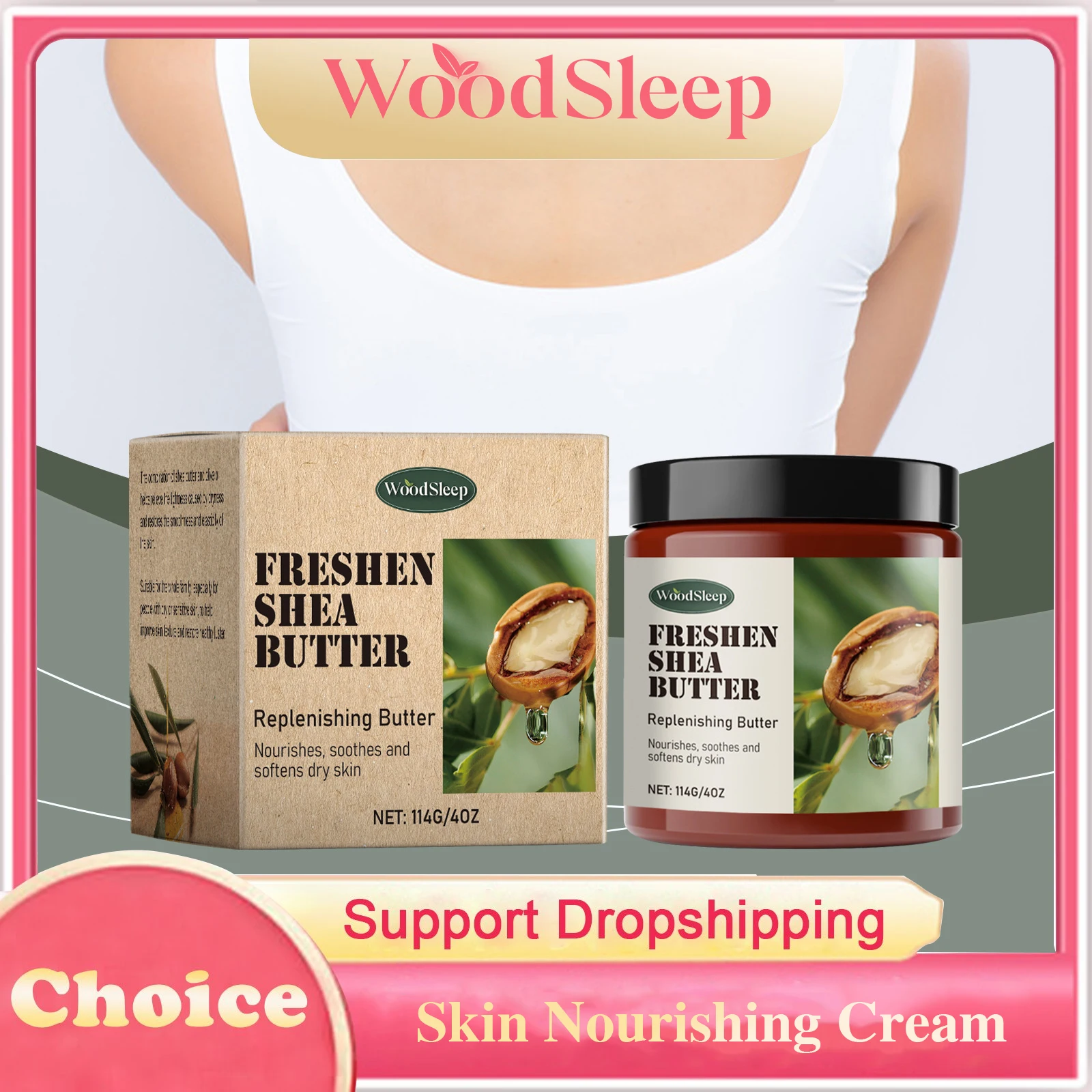 Shea Butter Moisturizing Cream Long Lasting Hydration Soothing Dryness Brighten Skin Tone Smoothing Anti Aging Whitening Cream