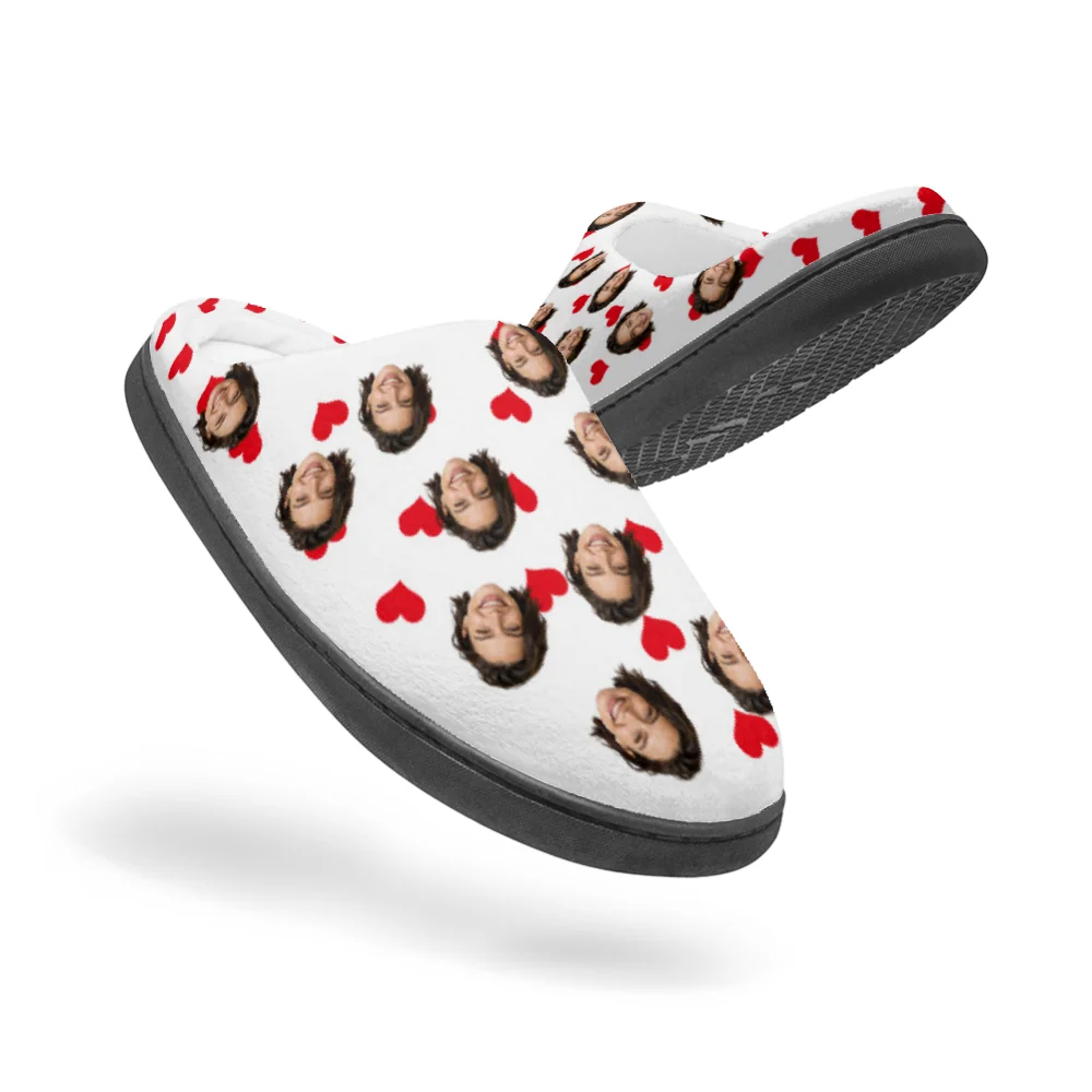 Individuell gestaltete Baumwollhausschuhe mit lustigen Fotos, bedruckte Schuhe, Unisex-Modell, ideal als Geschenk für Paare, zum Geburtstag oder zu Weihnachten. – Detail 6