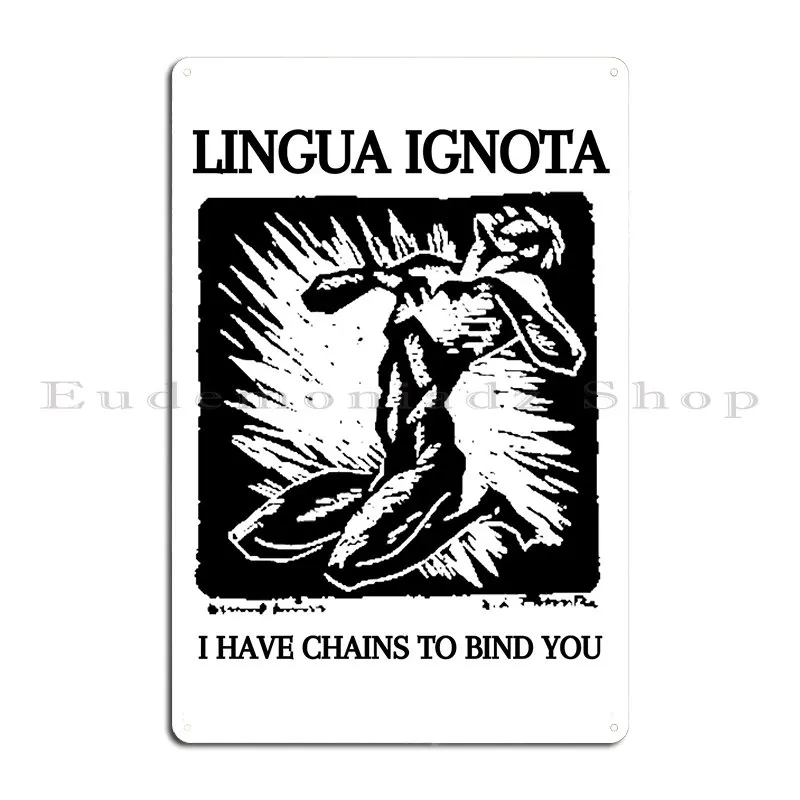 Lingua Ignota Metal Signs Pub Printed Wall Cave Wall Custom Home Tin Sign Poster