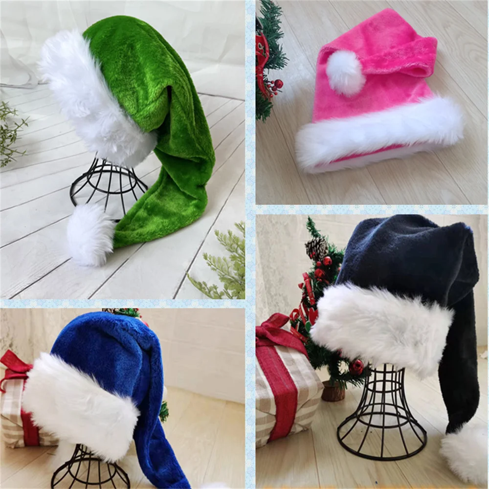 Soft Santa Hat Comfortable Hat Traditional Multi Color Plush Christmas Santa Hat for Adult New Year Gifts