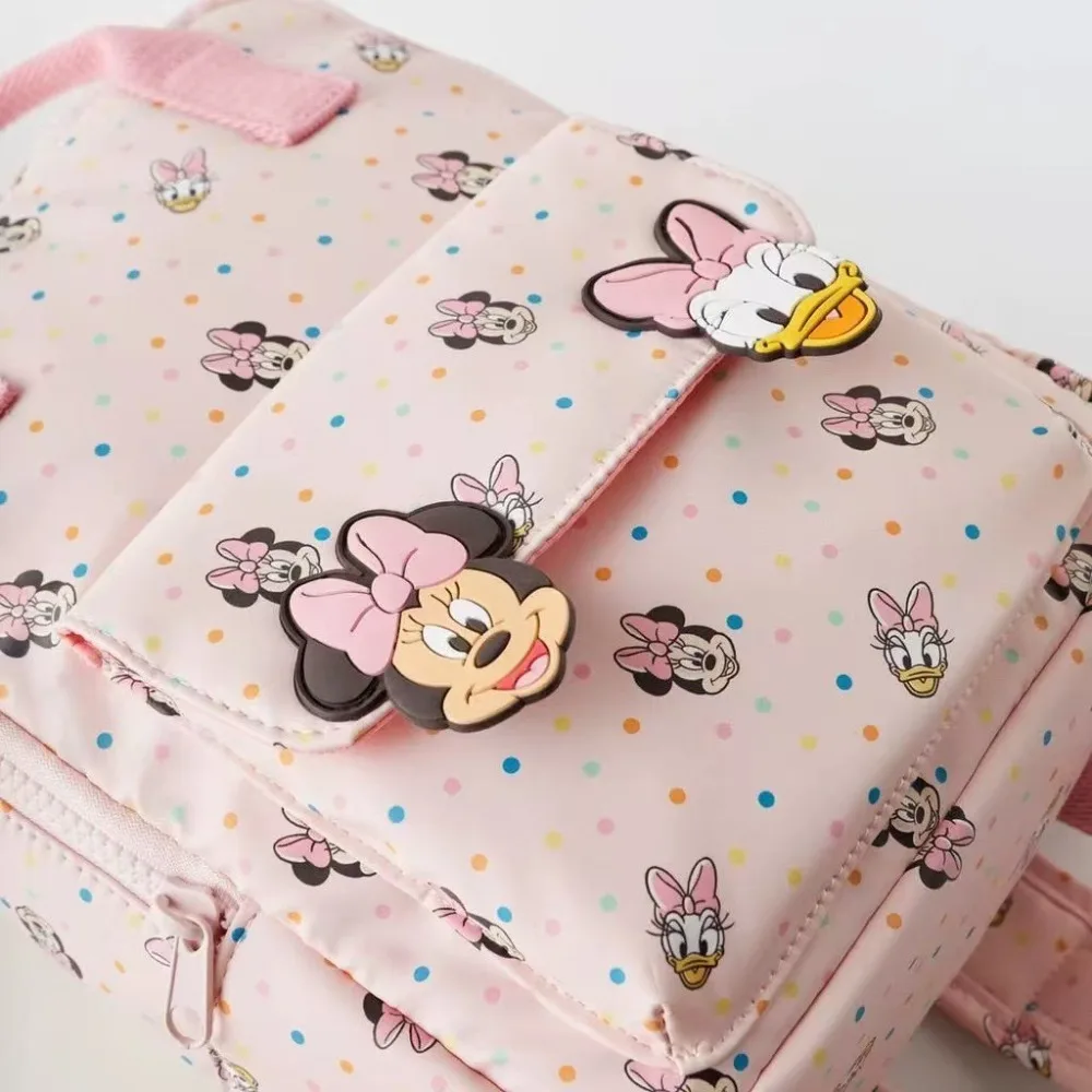 Ransel Kanvas Anak-anak Disney Minnie Daisy Pink Gambar Polka Dot Lucu Hadiah Natal Halloween Tahan Air Ringan