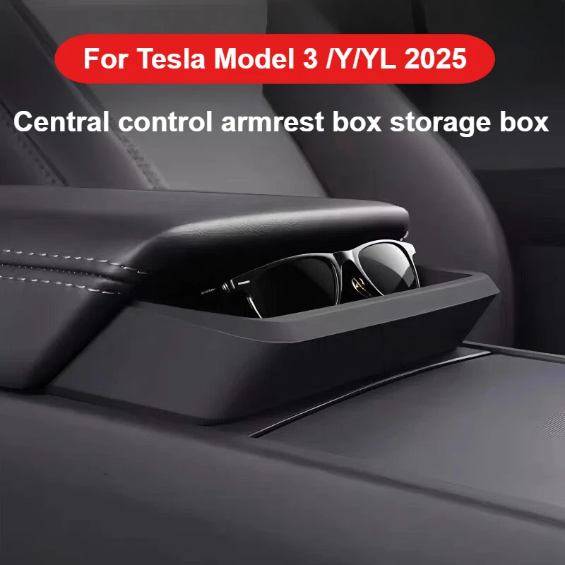 

For Tesla Model Y Juniper Model 3 Highland 2025 Armrest Box Sunglasses Bag Storage Case Silicone Storage Box