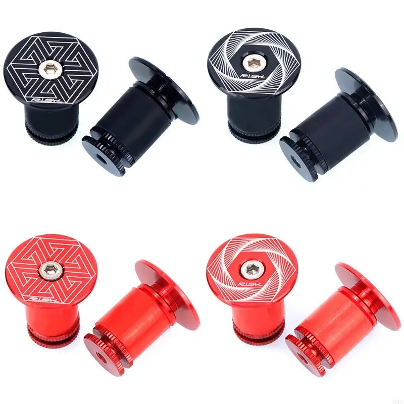 

J2HE Handle Clamp Bar End Stoppers Aluminum Alloy Handlebar End Plugs Black Red