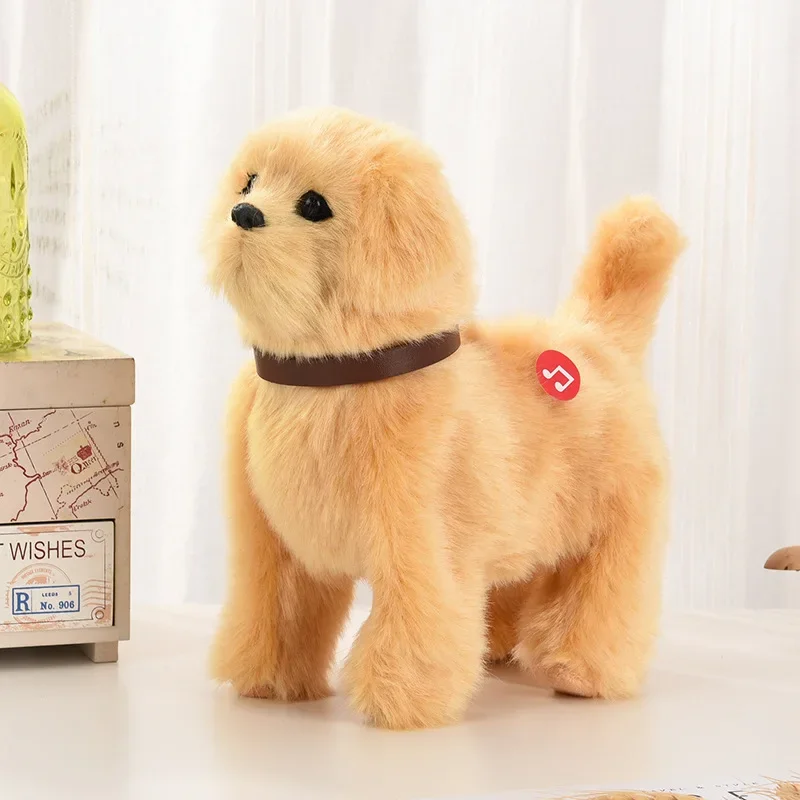 Juguete electrónico de peluche para perro y gato, perro Robot que camina, ladra, Golden Retriever, perro oveja, Animal robótico, mascota, regalos de cumpleaños para niños