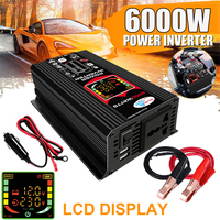 6000W Car Inverter Dual USB Intelligent Power Inverter DC 12V To AC 110V 220V Vehicle Smart Inverter LCD Display for iPad Phone