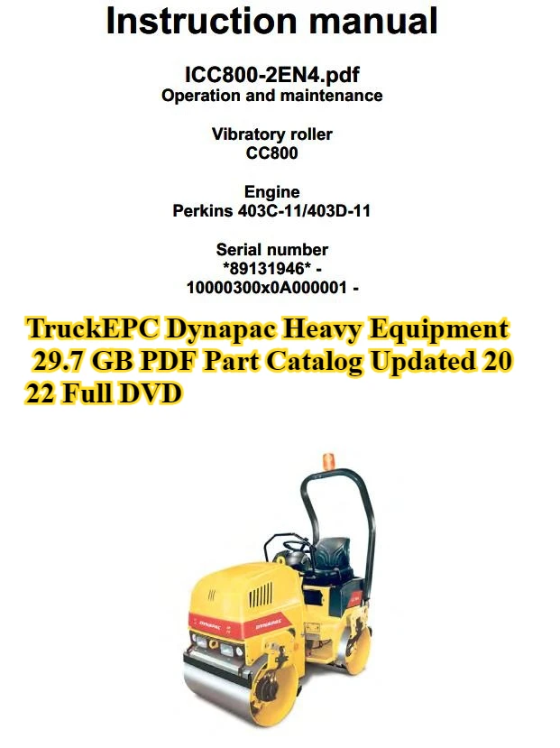 TruckEPC Dynapac Heavy Equipment 29.7 GB PDF Part Catalog Updated 2022 Full DVD