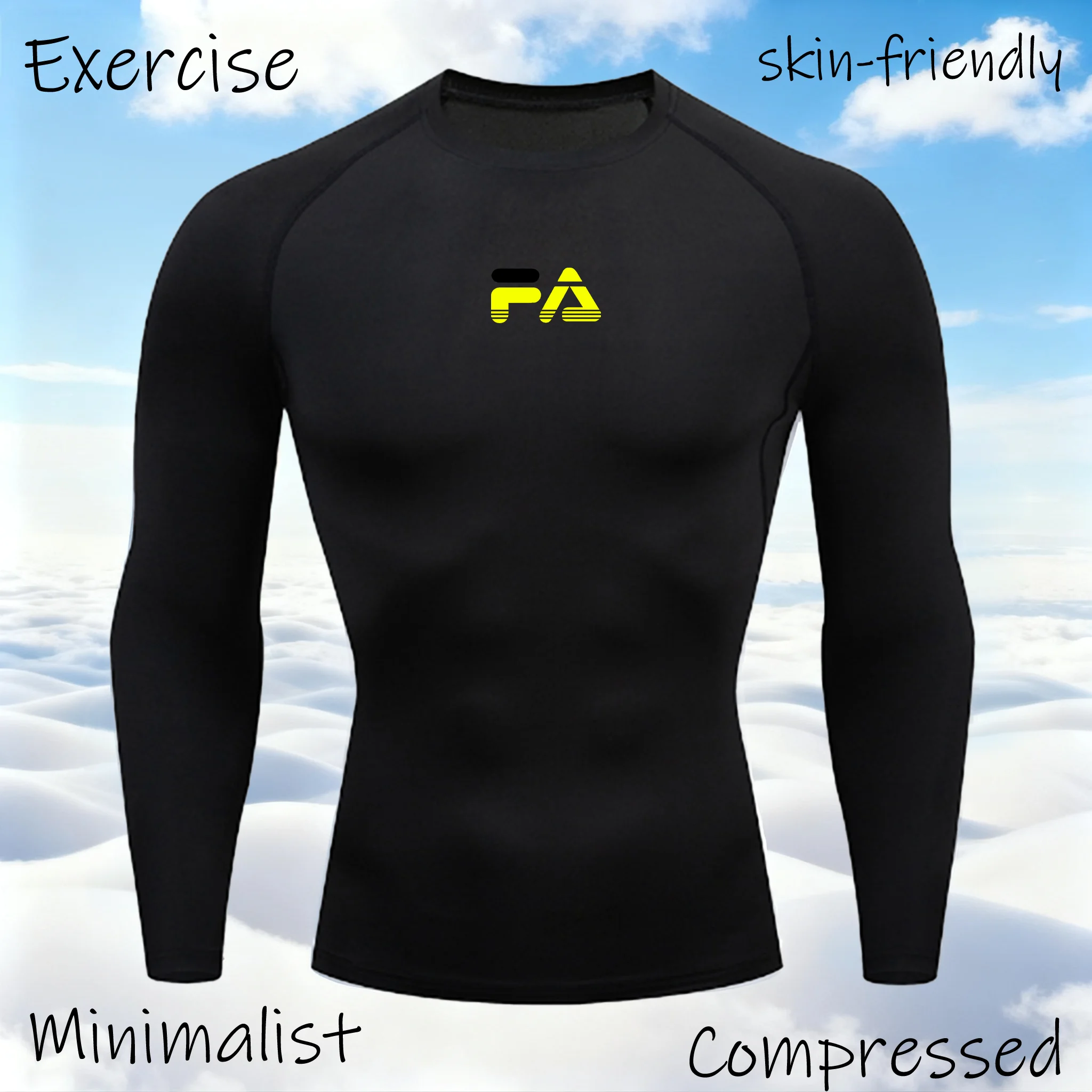 

Compression Shirts Men's Rashguard Quick Dry Gym Fitness Shirts letter print Beach Surfing Athletic Sport Running Workout Tops
