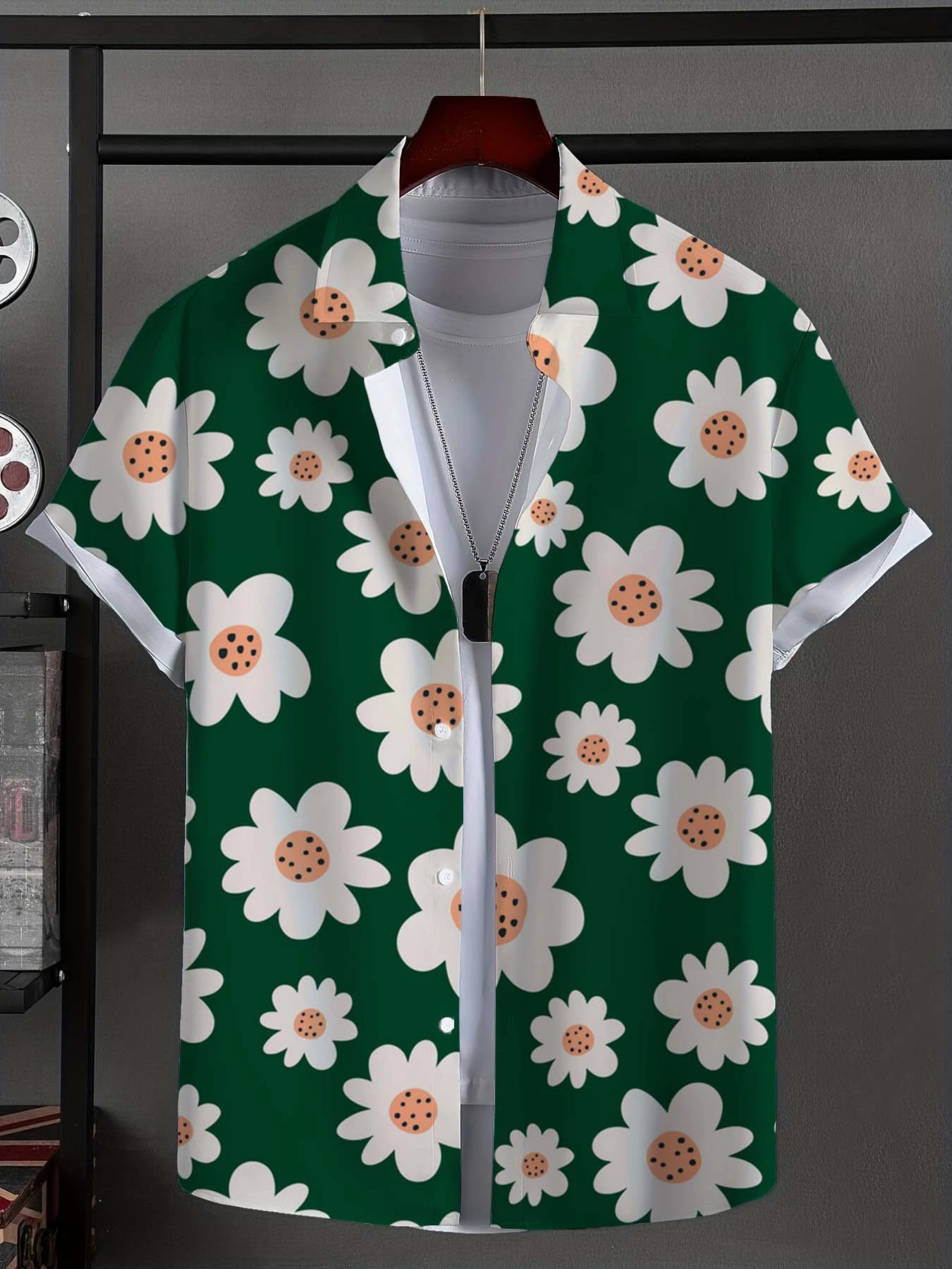 Men's Shirt Fashion Plant Flowers Graphic Tops Hawaiian Shirt Button up Beach Vacation Shirts Short Sleeve Casual Shirts for Men