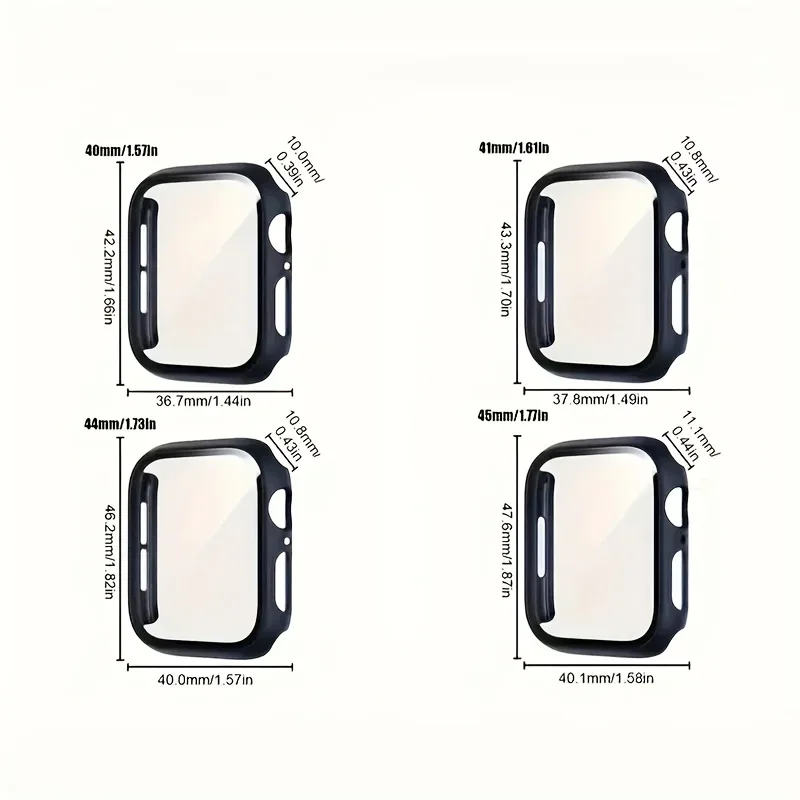 Tempered Glass+cover For Apple Watch Case Accessories 45mm 41mm 44mm 40mm 42mm Screen Protector Apple watch serie 9 4 5 6 SE 7 8
