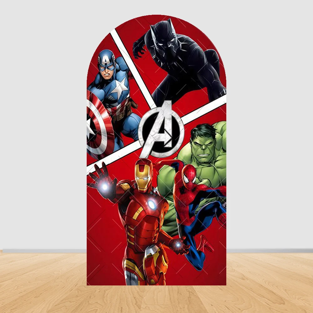 

The Avengers Arch Backdrops Cover Kids Birthday Party Elastic Custom Baby Shower Photo Background Banner Decor