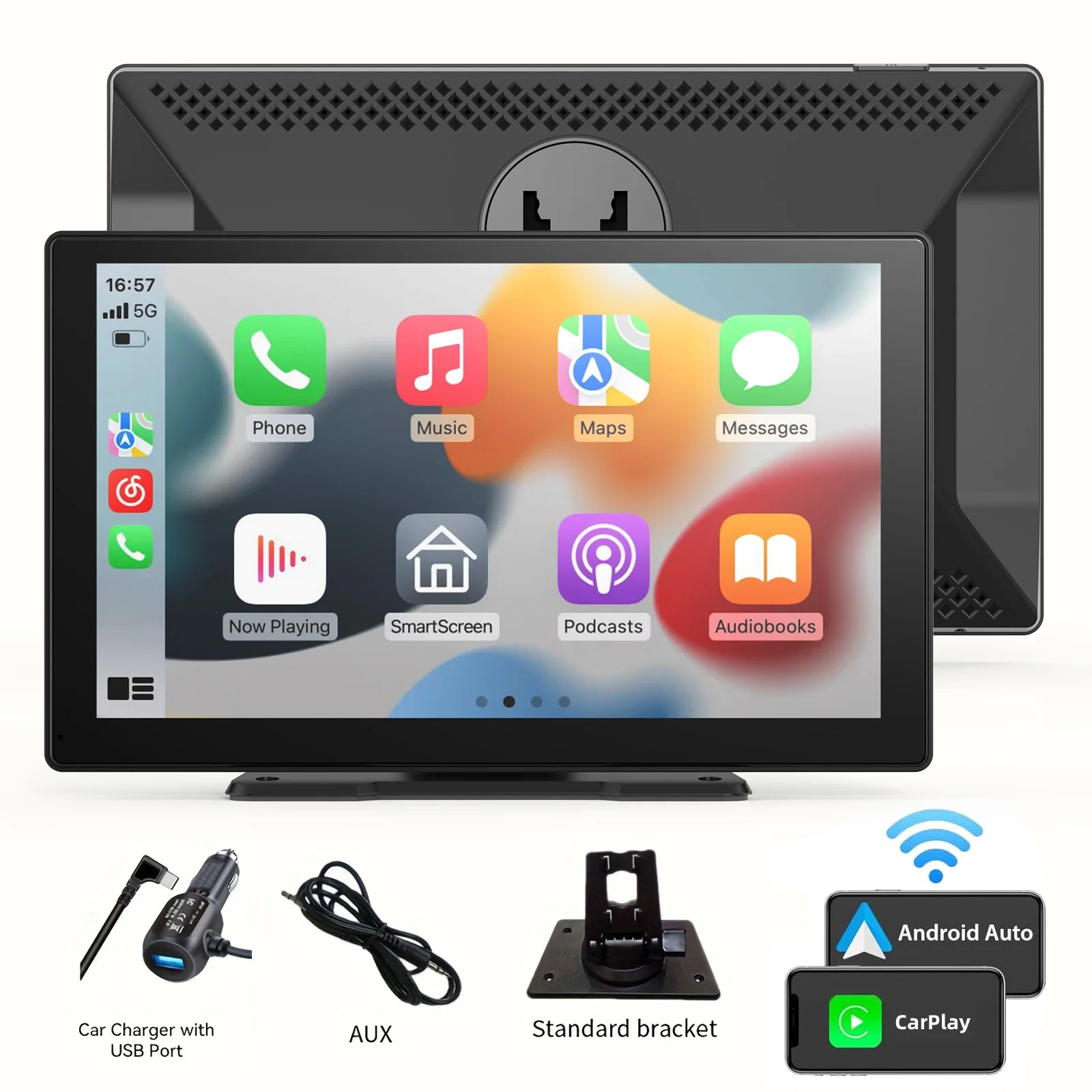 Universele draagbare Carplay voor autoscherm, draadloos Carplay-scherm Draadloze autoradio met Carplay Android Auto, auto-touchscreen