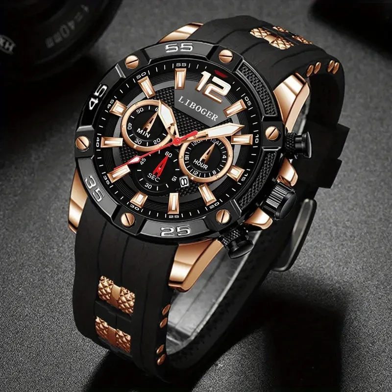 1pcs Men's Watch Sport Business Calendar Watches Fashion Casual Silicone Quartz Watch Men's Gift (Box Not Included)