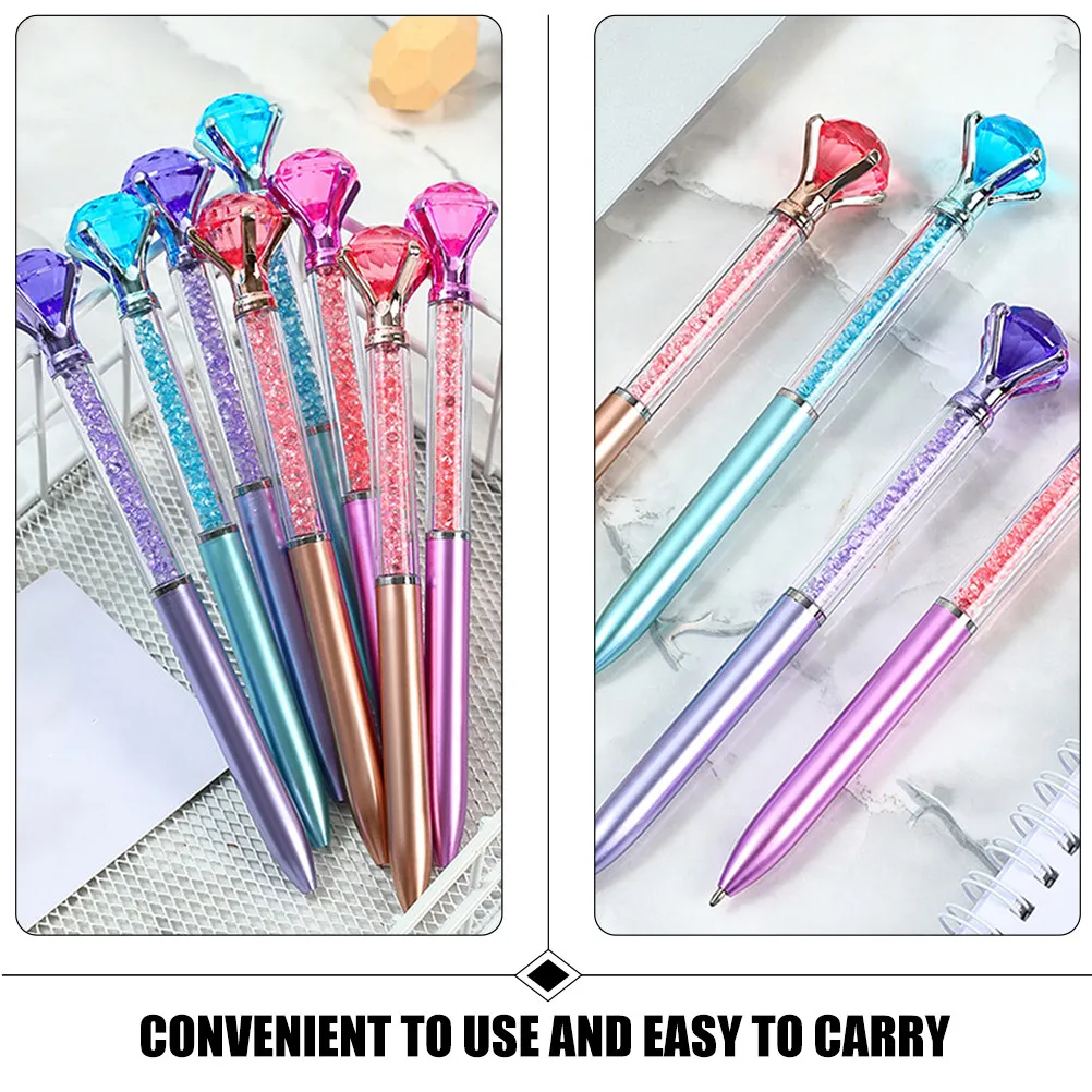8Pcs Ballpoint Pen Creative Diamond Shape Ergonomic Writing Tool for Students Office Home Daily Use Portable Cute Multi-Function