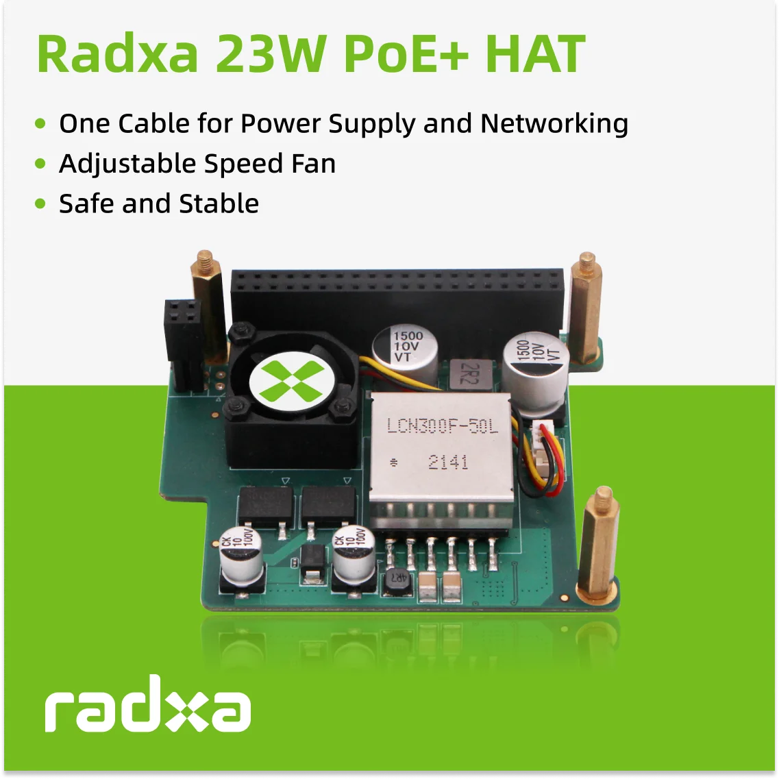 Radxa 23W PoE HAT, Compatible with ROCK  4B / 4B+ / 4SE