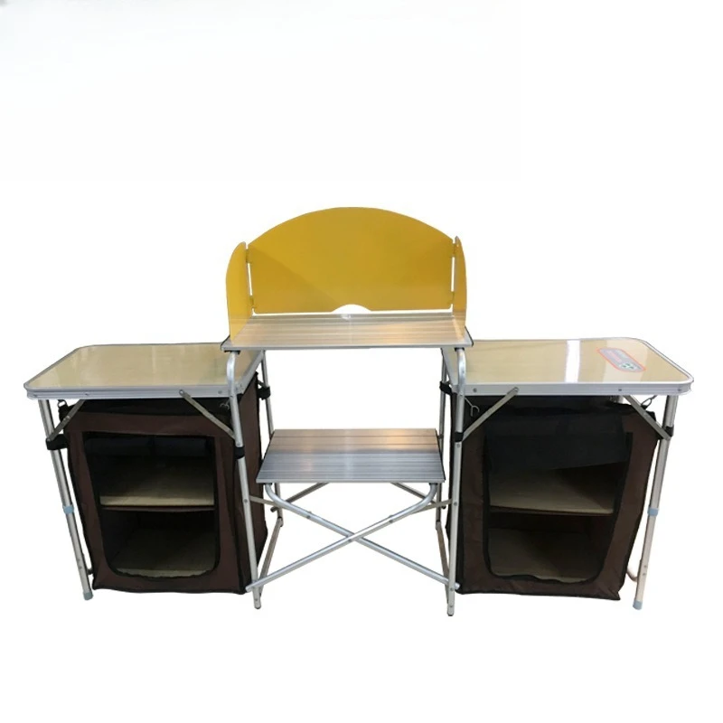 

Enhanced Outdoor Aluminum Portable BBQ Table Folding Kitchen Table Windshield