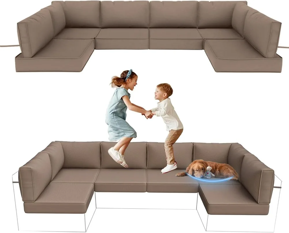 14Pcs Outdoor Sofa Replacement Cushions,Water-Resistant Patio Funiture Sectional Cushion,Outside Couch Coushions &6-Seat Wicker