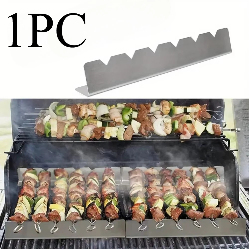 2/4PC Spieße Halter Set 6 Slots Einfache Reinigung Display BBQ Flache Spieße Unterstützung Steht Kebab Spieße Racks BBQ Zubehör