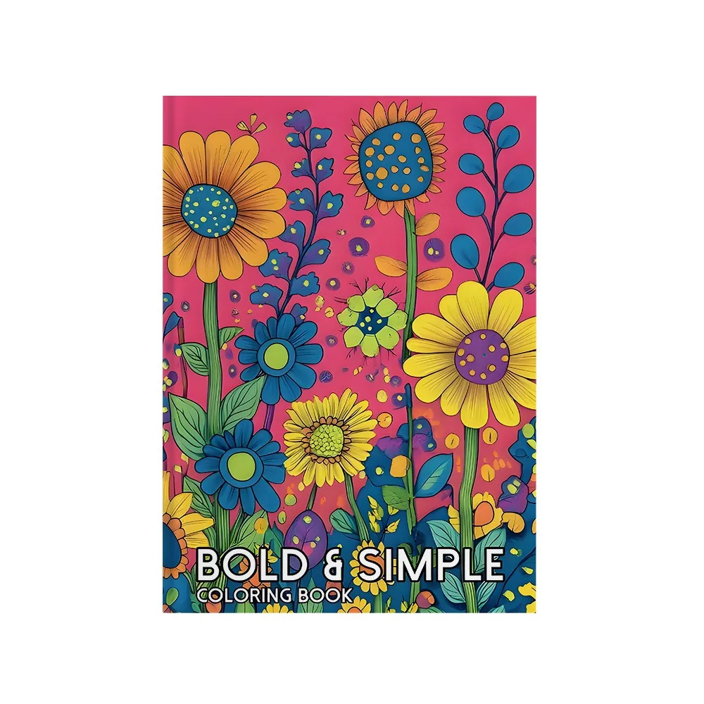 Grand livre de coloriage floral audacieux et simple pour adultes, avec des contours épais et faciles, pour soulager le stress et se détendre