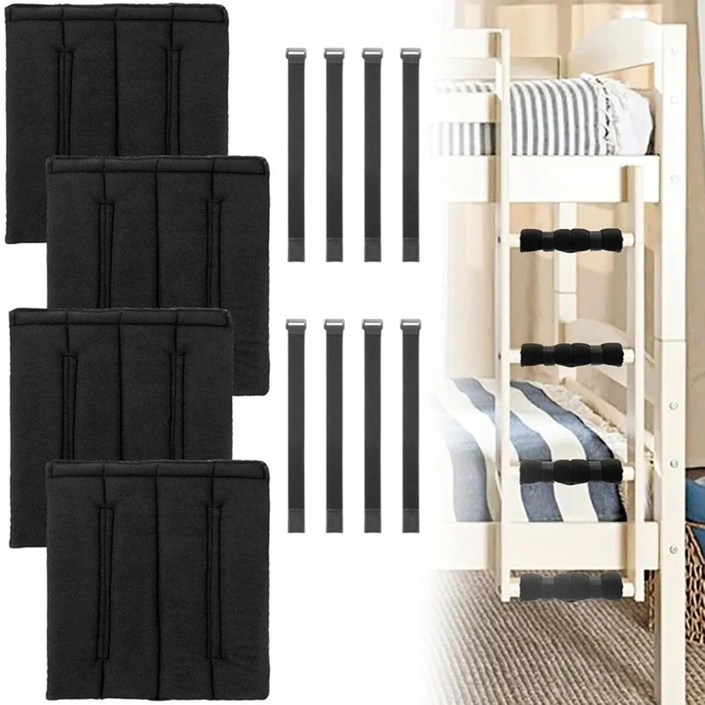 4pcs Soft With 8 Adjustable Hook Bunk Bed Ladder Pads Loop Straps Anti-Slip Loft Bed Ladder Pads Bed Ladder Protector Kids Room