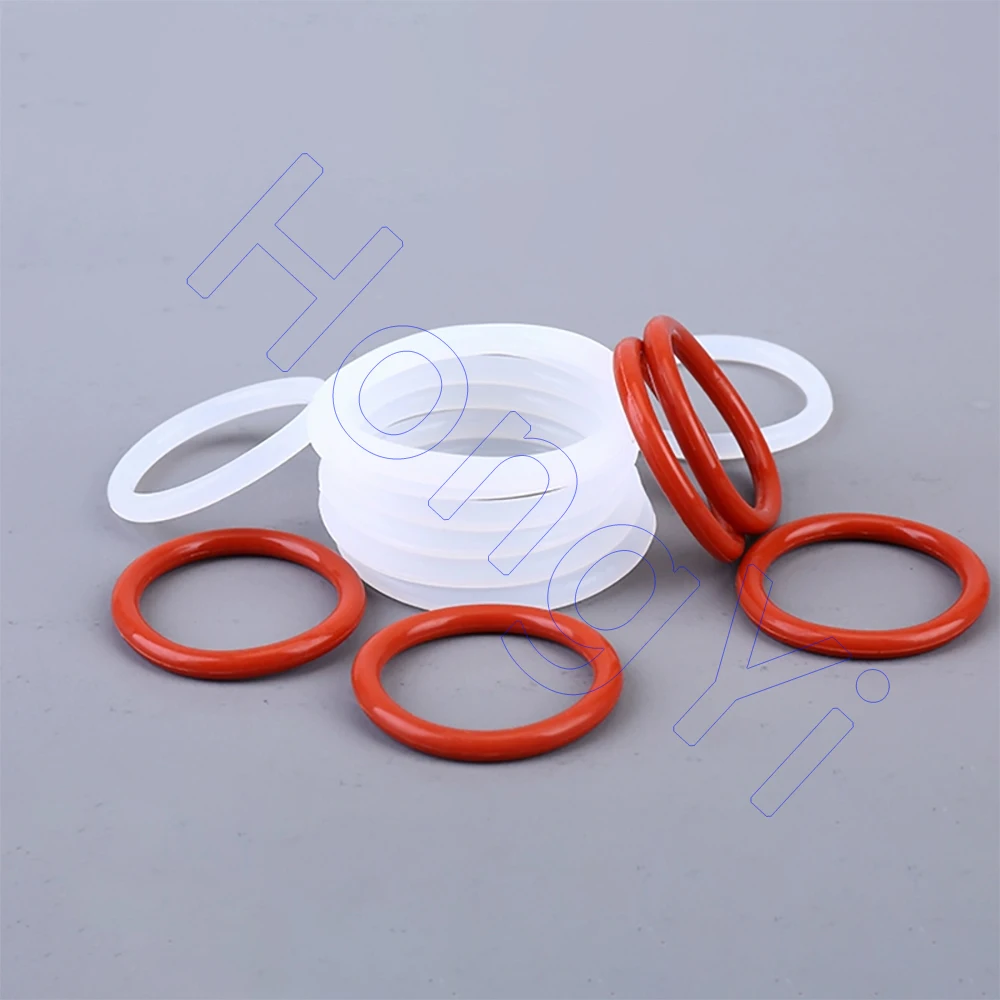 50/100Pcs CS 1mm VMQ Silicone O-Ring Gasket Red/White Sealing Washer OD 3mm - 50mm Waterproof and Insulated