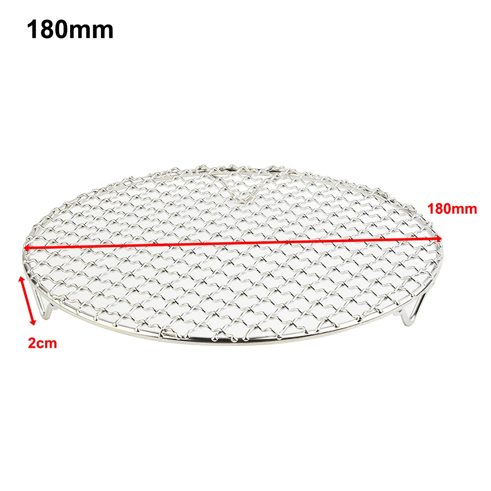 Round Cooling Baking Rack 304 Stainless Steel Wire Oven Grill Sheet Outdoor Camping BBQ Supplies 165/180/200/240/295mm