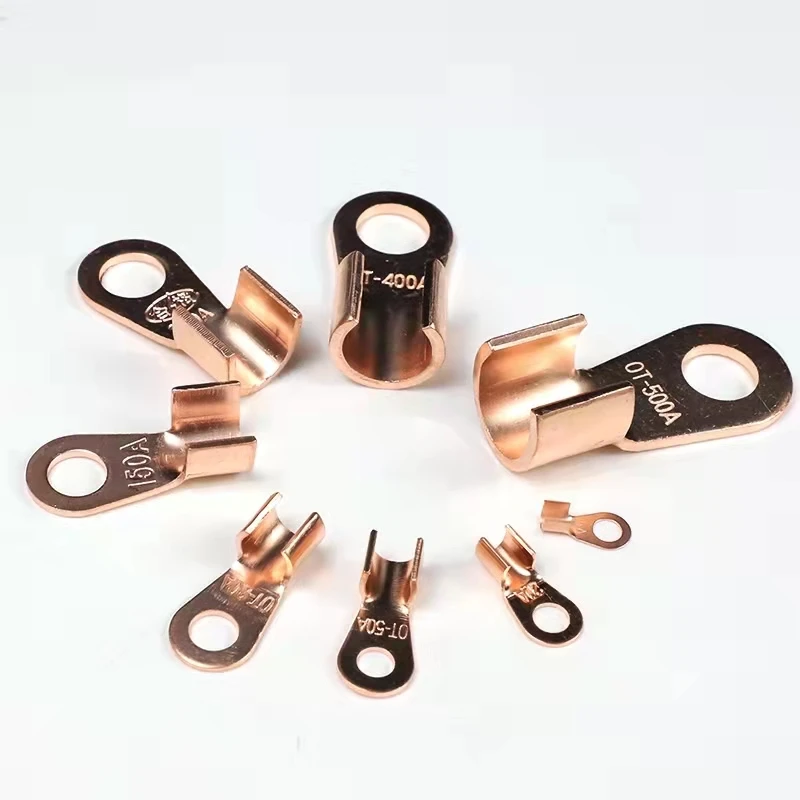 

25PCS Terminal OT Series 10 20 30 40 50 60 80 100 150 200A Splice Wire Copper O shape Circular Naked Cable Connector Open Lug