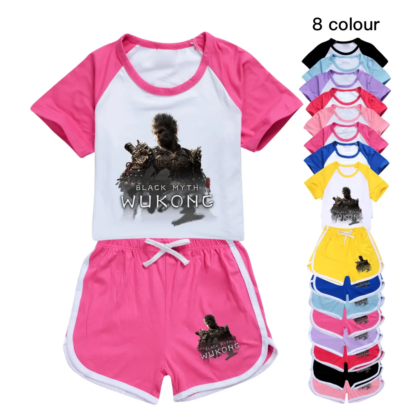 Black Myth Wukong Game TShirt Kids Summer Pajama Sets Baby Girls Short Sleeve T-shirts Shorts 2pcs Set Teenager Boys Nightwear